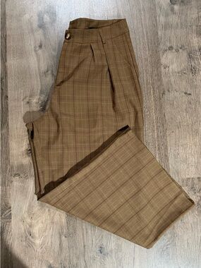 Brown Plaid Dress Pants